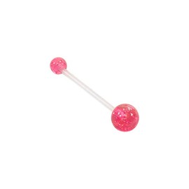 Loving My Bump Pregnancy Maternity Belly Navel Bar Bars Belly Button Ring Bioflex Plastic Flexible Glitter PTFE Barbell Retainer (Pink Glitter)