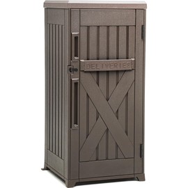 YITAHOME 60 Gallon Large Package Delivery and Storage Box, Double-Wall Resin Outdoor Package Delivery and Waterproof Deck Box for Porch, Curbside, 8.5 Cubic feet, Brown