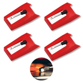 4PCS Record Player Needle, Universal Turntable Replacement Needle for Vinyl Record Player Ruby Tip Stylus Ceramic Record Needle Compatible with Crosley Ion Jensen Auna Zenith Bush and Teac
