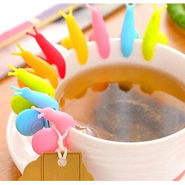 Drhob 6 pcs Exquisite Snail Shape Silicone Tea Bag Holder Cup Mug Candy Colors Cute