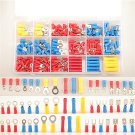 300pcs 18 Types Crimp Connectors, Ring Spade Fork Butt Wire Connectors Kit, 6.3mm Male and Female Spade Connector kit, Quick Disconnect Crimp Terminals Electrical Connectors, Electrical Terminals