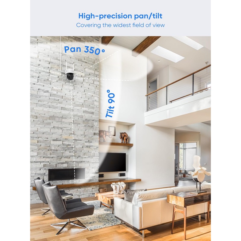 SANNCE PT Camera 2K, Wireless Security Cam 3MP, 350° Horizontal