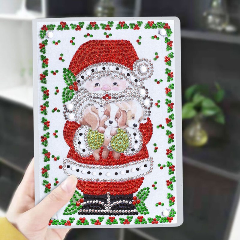 DIY Christmas Santa Claus Pattern Diamond Painting Notebook Kits Decoration