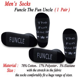 JXGZSO Funcle Funny Uncle Socks Gift Funcle The Fun Uncle Socks Best Uncle Ever Gift (Funcle 1 Pair)