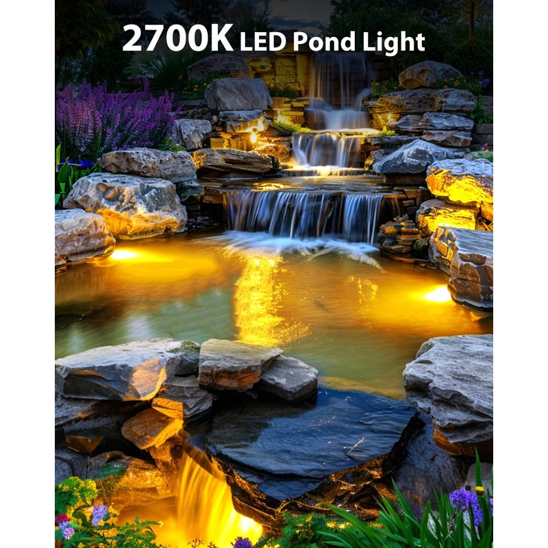 6W Pond Light 2700K SS316 Stainless Steel Fountain Light, 15FT