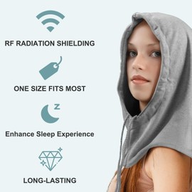 Faraday Protection Hood Faraday Hats for Men Women with Silver Fabric Cover Head Neck Brain RF Shielding 5G Blocking WiFi Shield (Gray)