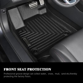 XINSHANGXIU Floor Mats for 2022 2023 2024 2025 Jeep Wagoneer/Wagoneer L (7-Passenger Only),TPE All Weather Protection Slush Car Floor Liners Black