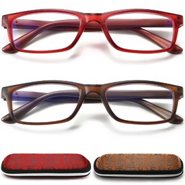 RaoOG Reading Glasses 1.75 Blue Light Blocking for Men Women,Rectangular Frame Computer Readers with Spring Hinge,Anti Eyestrain/UV Ray Flexible Eyeglasses (2-Pack/Case)