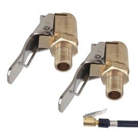 Tire Air Chuck with Clip Adapter, 2Pcs Brass Locking Tire Inflator Nozzle Adapter Connect, Tire Chucks for Vehicle Inflator Compressor Pump ConnectTool(COLOR:As shown)