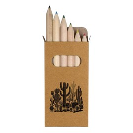 Azeeda 6 x 'Cactus Garden' Short 85mm Pencils/Coloured Pencil Set (PE00058804)