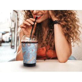 Mugzie Deluxe Iced Coffee Insulator Sleeve - Reusable Neoprene Cozy for Cold Drink Cups - Prevents Condensation and Tip Overs - Made in USA - Zen Coffee (Medium 16-18 Oz)