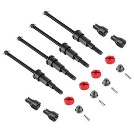 GLOBACT #45 Steel CVD Driveshaft Front Rear Drive Shafts Set for Arrma 1/18 Granite Grom 1/14 Typhon Grom Mega 380 1/18 RC Monster Truck Buggy Upgrade Replace ARA311198 (Black)