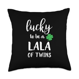 Lucky Lala of Twins Cute Irish Shamrock St Patricks Day Throw Pillow
