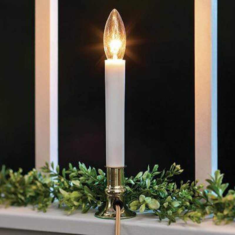 Konictom 25 Pack Candle Light Bulbs,Crystal Clear Torpedo Tip Candelabra