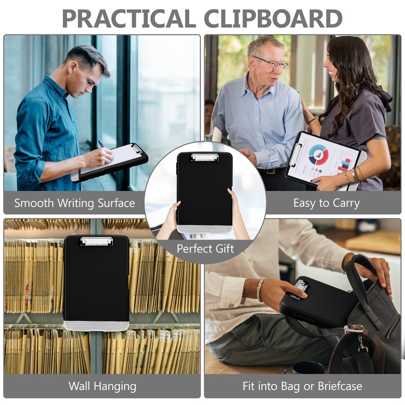 Plastic Clipboard with Storage, High Performance Clips, Portable Office Clipboard