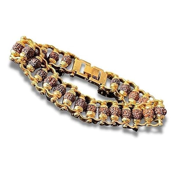 Imagine Mart Gold Plated Bracelet with Rudraksha for Men and