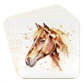 lesser and pavey LP49086 Coasters | Country Life Horse design | Set of 4, White