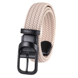 Lovionus89 Men's Golf Belt, Width 3.4 cm, Adjustable Woven Braided Stretch Belt for Casual Jeans, khaki