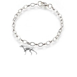A30 Pointer dog fine lead free English Pewter charm on a belcher link chain anklet bracelet