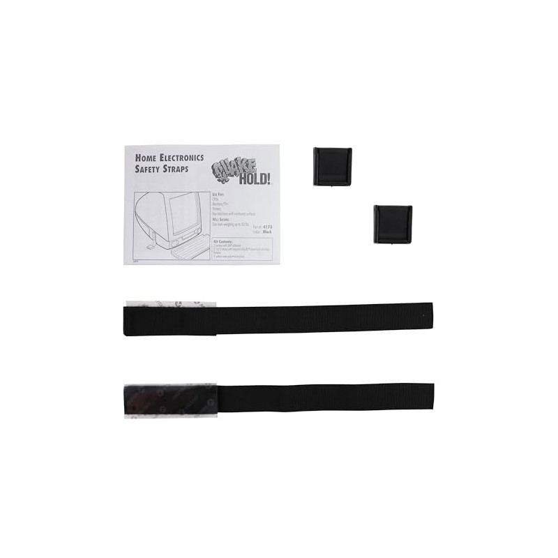 QuakeHold! 4173 Home Electronic Safety Strap, Black 11 Inch