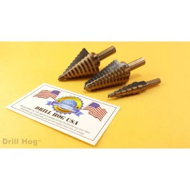 Drill Hog® Electrician 3/16-1/2, 7/16-1-1/8, 1/4-1-3/8" Step Bit Set 3 Pc M7
