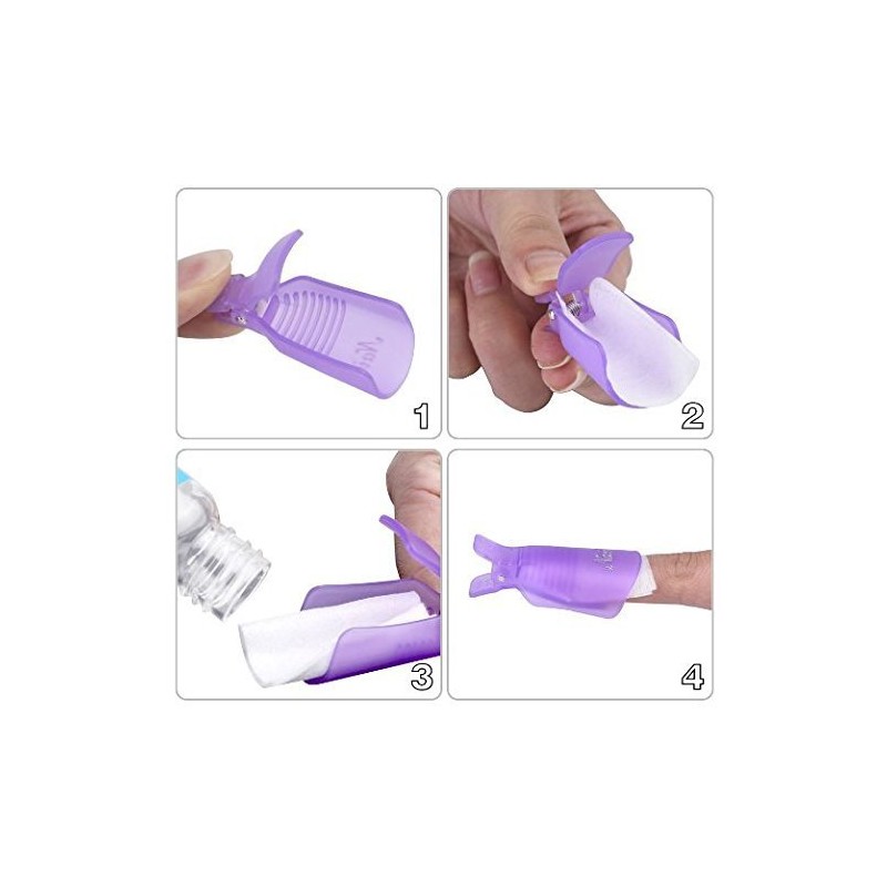 HiMo 10PC Plastic Acrylic Nail Art Soak Off Cap Clip