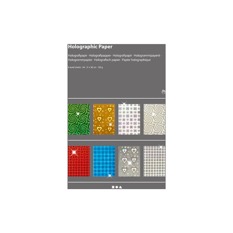 Creativ 449470 Holographic Paper, A4 21x30 cm, 120 g, 8asstd