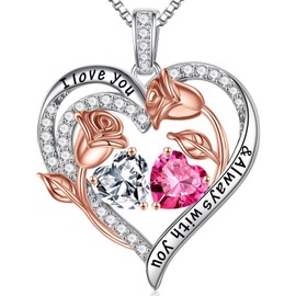 Iefil Birthday Gifts for Wife - Anniversary Women Gifts, Womens Jewelry, April October Birthstone Necklace, Topaz Sapphire Jewelry