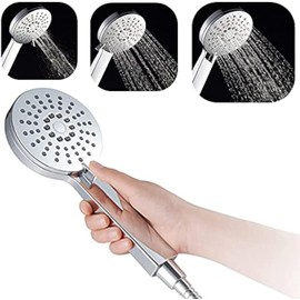 OPDUO Shower Head Rain Shower, Hand Shower, Large Water-Saving Shower Head, High Pressure Shower Head with 3 Jet Types, Shower Head, Shower Head, Hand Shower, Chrome (Shower Head without Hose)
