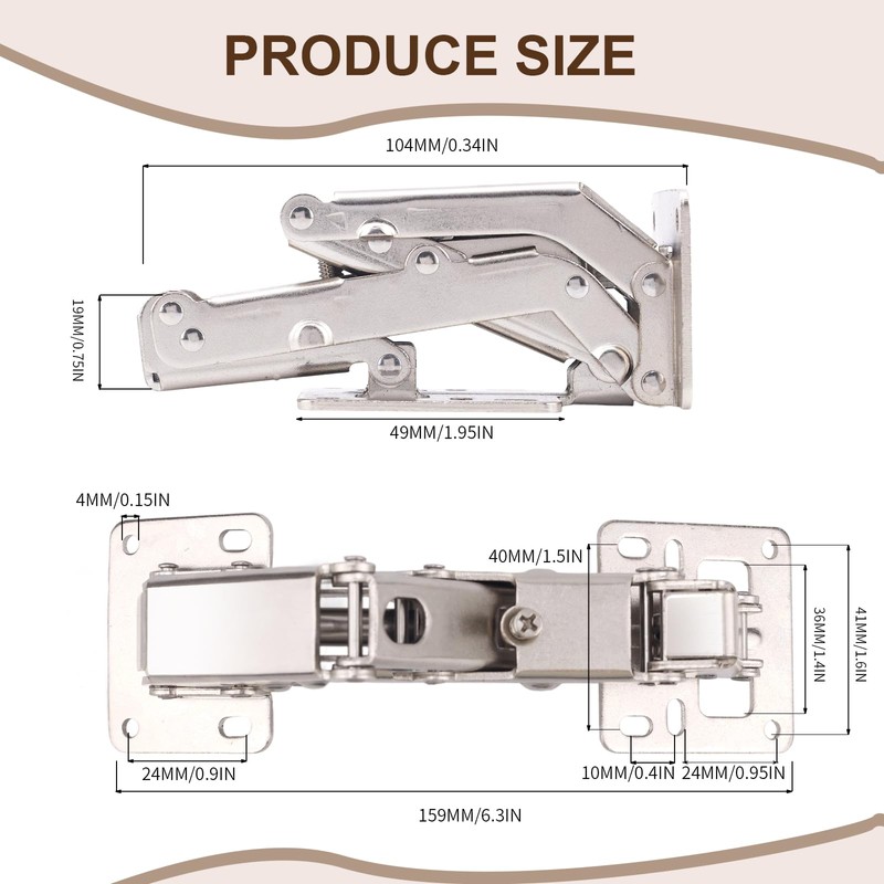 2pcs 170 Degree Hydraulic Cabinet Door Hinges, Adjustable Lazy Susan