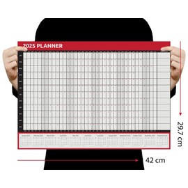 2025 Wall Planner Calendar A3 Size (42.0 x29.7cm) Full Year to View for Home Office Work School