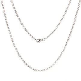 Teegxddy Cuban Chain Necklace Men Women 3.0 mm – Stainless Steel Fashion Jewellery Steel / Gold-Plated – Length: 50 cm