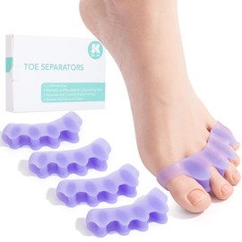 DR. JK- ToePal Gel Toe Separators, 2 Pairs, Purple Bunion Toe Spacers, Toe Straightener, Toe Stretcher, Toe Corrector for Women and Men, Bunion Corrector, Silicone Toe Spacer