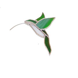 Female Ruby Throated Hummingbird Handmade Stained Glass Sun Catcher Christmas Ornament