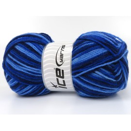 Lot of 4 x 100gr Skeins Ice Yarns Wool VARICOLOR Light (25% Wool) Yarn Blue Shades