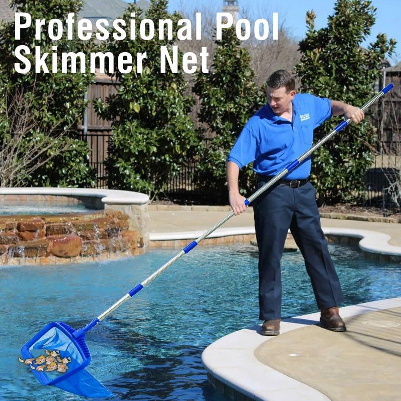 Pragmatist Pool Skimmer Net with 113.2 Inch Stainless Steel Pole,