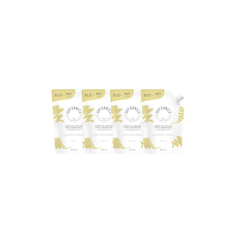 OH! GANICS Pack de 4 Refill Jabón En Espuma Para