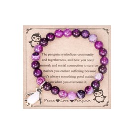 AHAETH Penguin Bracelet Gifts for Women Penguin Friend Jewelry Penguins Lover Purple Penguin Bracelets