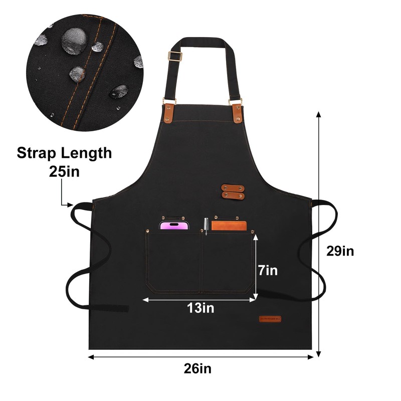 YAKOTAKI Chef Aprons for Women Men with Pockets(Functional and Large),