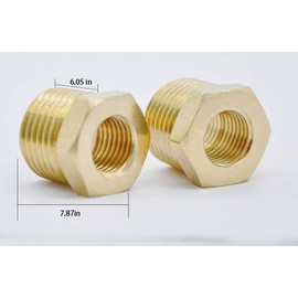 HZFJ Brass Threaded Pipe Fitting 1/2 Inch NPT Male x 1/4 Inch NPT Female Hex Bushing Adapter (Pack of2)