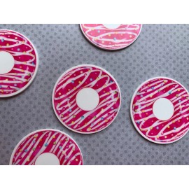 5pc. Pink Sprinkle Donuts Resin Planar Flatbacks, Bow Center, Cabochon,