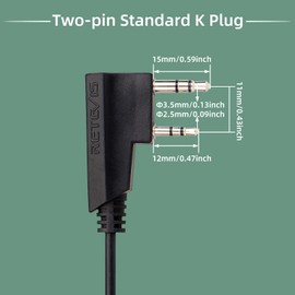 Retevis TCK01 2-Pin to 3.5mm Audio Adapter for Walkie Talkies, Headset Transfer Cable, Compatible with RT24 RT27 RT622 H777 RT668 and Two-Way Radios (1 Pcs)