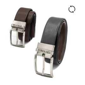 Zerimar Men's Cowhide Leather Belt Width 34 mm - Reversible Leather Belt for Men - Men's Belt with Buckle - Leather Belt - Men's Belt - Men's Belt, Black-Brown-n, 120