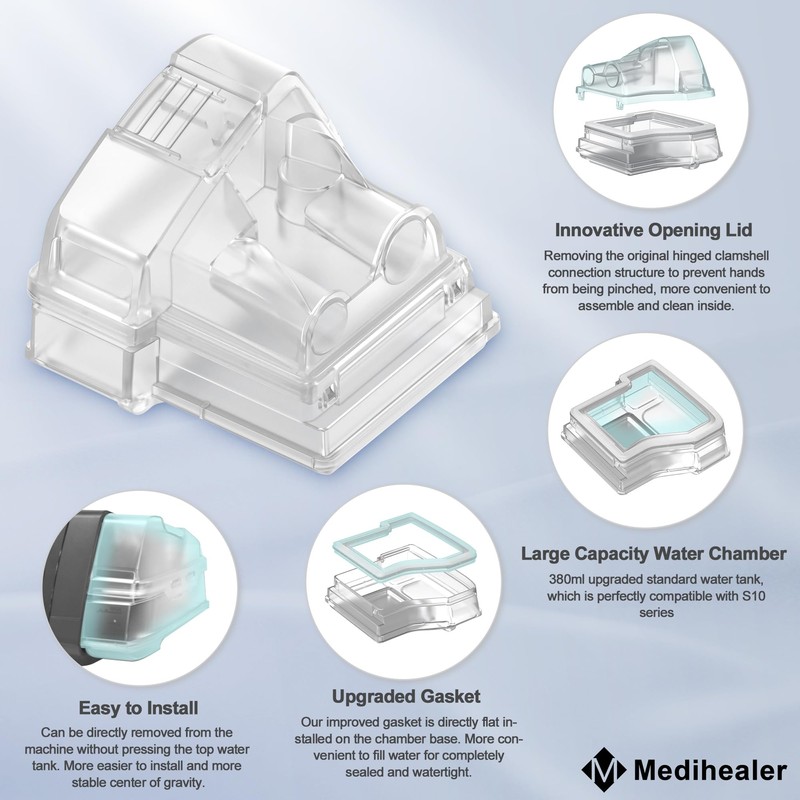 Replacement Water Chamber for AirSense 10 and AirCurve 10, Improved