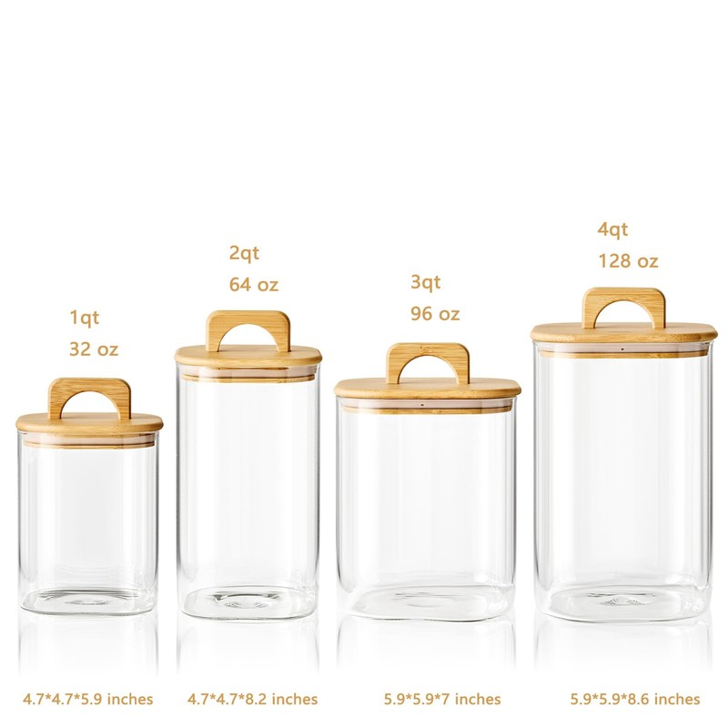 Sweejar 3 qt Glass Jars for Laundry Room Organization, 96