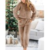 LTSCNRM Womens Fuzzy Pajamas Sets Lounge Fluffy Fleece Sleepwear Zip