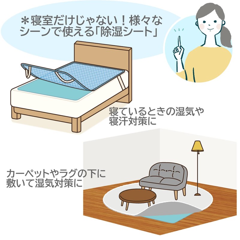 Marynight MJS130181 Dehumidifying Sheet, Blue, Double, Approx. 51.2 x 70.9