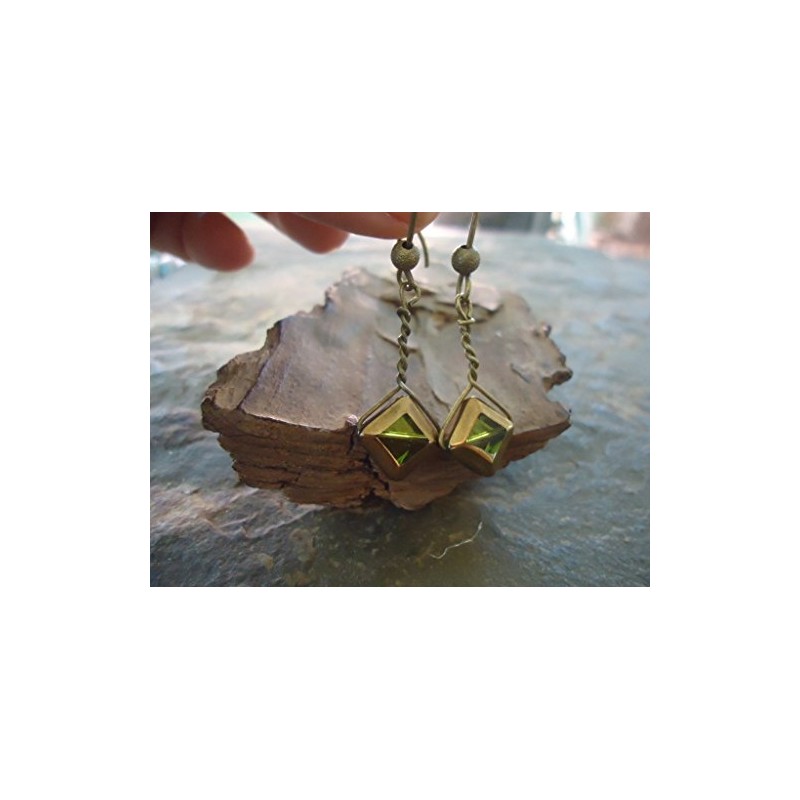 ★ ALTES GRÜNES GLAS ★ lange Haken Ohrringe