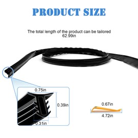 Car Windshield Gasket Seal Strip Soundproofing Weatherstrip, Car Rubber Seal Protector Guard Strip Glass Rubber Seal, Universal for Cars,Trucks, Boats, RVs (62Inch)
