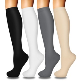 Iseasoo 4 Pairs Compression Socks for Women Circulation-Best Support for Nurses,Running,Athletic,Travel S-M